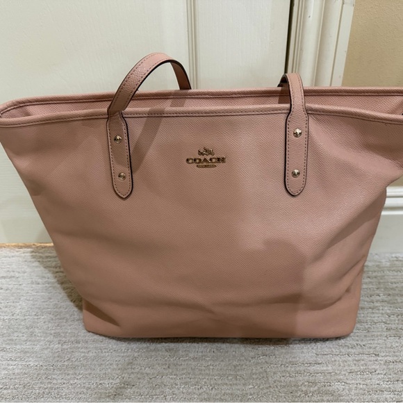 Coach Handbags - Coach Blush Pink Leather Tote with Gold Logo